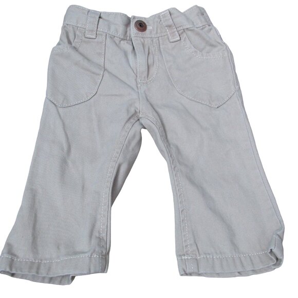Cherokee Zip Up Khaki Pants Girls Size 9M Tan Beige Elastic Infant Bottoms - Picture 1 of 4